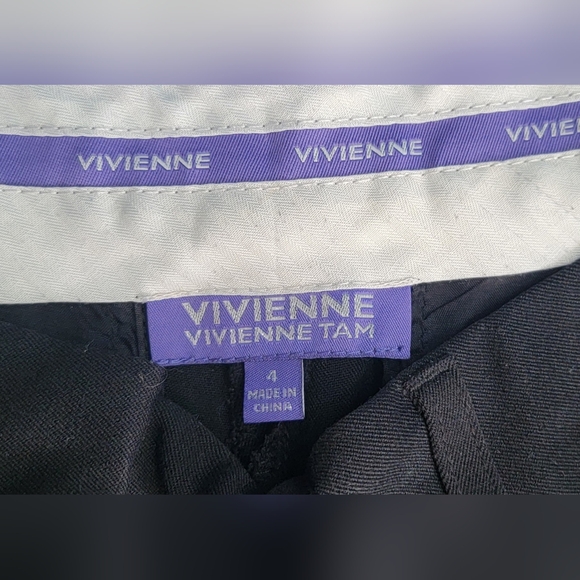 Vivienne Tam Classic Trousers Women's 4 Black Wide Flared Leg Stretchy EUC - Picture 5 of 13